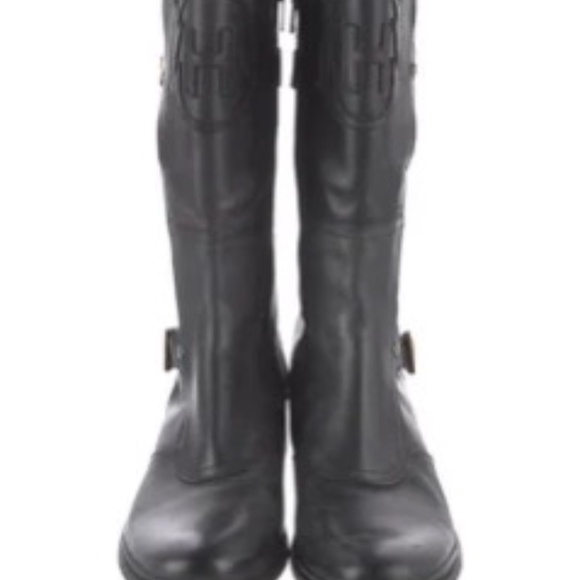 HUNTER - Black Leather Moto Boots w/ Logo. Size 6.5 - Picture 6 of 7